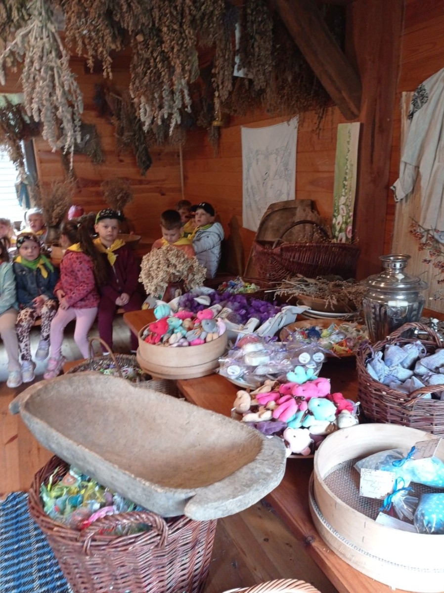 Dnia 22 maja 20205 roku dzieci z grupy „Zajączki” oraz „Leśne Skrzaty” z oddziałów przedszkolnych przy SP2 udały się na wycieczkę do Zagrody Edukacyjnej „Ziołowy Dzbanek” . Podczas wizyty dzieci uczestniczyły w warsztatach, gdzie miały okazję własnoręcznie wykonać piękny prezent, który wręczą podczas zbliżającego się
” Dnia Mamy”. Kolejną atrakcją dla dzieci był spacer po „Ogrodzie Ziołowym”, gdzie miały okazję zobaczyć, powąchać oraz poznać zastosowanie niektórych ziół. Natomiast w „Chacie Zielarskiej”miały okazję zobaczyć różne sprzęty codziennego użytku z dawnych lat. Dodatkową atrakcją dla dzieci było spotkanie ze zwierzętami w mini zoo, gdzie mogły dosyć nieśmiało z małą dozą niepewności nakarmić znajdujące się tam zwierzęta. Na zakończenie pełnej emocji wizyty dzieci zjadły przygotowane przez gospodarzy pyszne czekoladowe babeczki i wypiły domowy kompot. Uśmiech na twarzach dzieci był najlepszym dowodem na to , iż wycieczkę możemy uznać za udaną :)