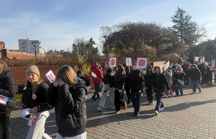 W środę 17.11.2025 nasza szkoła zorganizowała wyjątkowe wydarzenie, które było zaczątkiem podsumowania kampanii „Dzieciństwo bez Przemocy”. Dzień rozpoczął się od radosnego marszu, w którym dzieci grup przedszkolnych z wychowawczyniami oraz uczniowie wraz z nauczycielami przeszli ulicami naszego miasta. Podczas tego wydarzenia dzieci rozdawały mieszkańcom kolorowe maskotki, promując ideę bezpiecznego i szczęśliwego dzieciństwa.
Ważnym punktem dnia było spotkanie w Urzędzie Miasta z panią burmistrz, która serdecznie przyjęła naszych reprezentantów. Rozmowy dotyczyły dalszych działań na rzecz dzieci oraz wspierania inicjatyw mających na celu eliminację przemocy wśród najmłodszych.