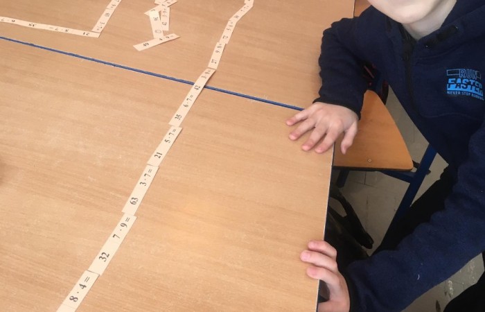 Podczas zajęć projektowych edukacyjnych doskonaliliśmy umiejętności mnożenia poprzez zabawy i gry. Doskonałą grą, która wspaniale sprawdza się w tej dziedzinie są Karty Grabowskiego Tabliczka Mnożenia. Karty Grabowskiego to komplet unikalnych kart i pasjonujących gier, które uczą dzieci tabliczki mnożenia przez zabawę. Od blisko 25 lat doskonale sprawdzają się zarówno w domu, jak i w szkole. Karty Grabowskiego zdobyły uznanie wśród rodziców, nauczycieli i instytucji edukacyjnych. Karty można stosować na różne inne sposoby nie tylko na te, które autor poleca. Jest to nauka przez zabawę, którą uczniowie uwielbiają. Inną taką grą jest Domino – mnożenie do 100. Domino jest grą o prostych zasadach, lubianą przez dzieci. Proponowany zestaw domin pozwala ćwiczyć pamięciowe działania na mnożenie w zakresie 100. Ułożone swoiste równania dzieci mogą przepisywać do zeszytu.